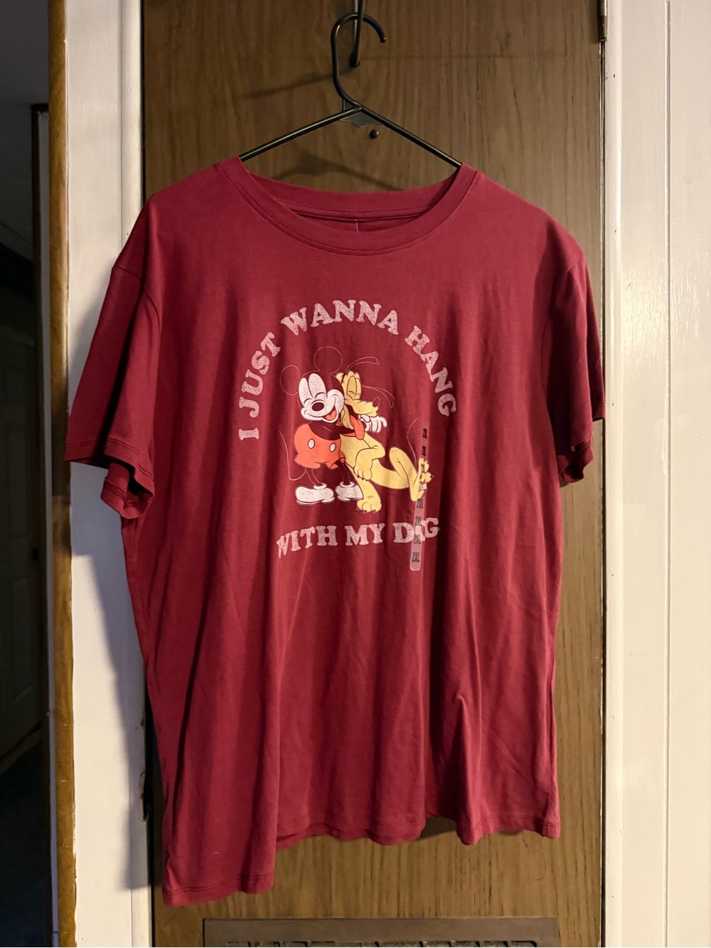 Kohl's Burgundy Mickey & Pluto Dog Lover Tee